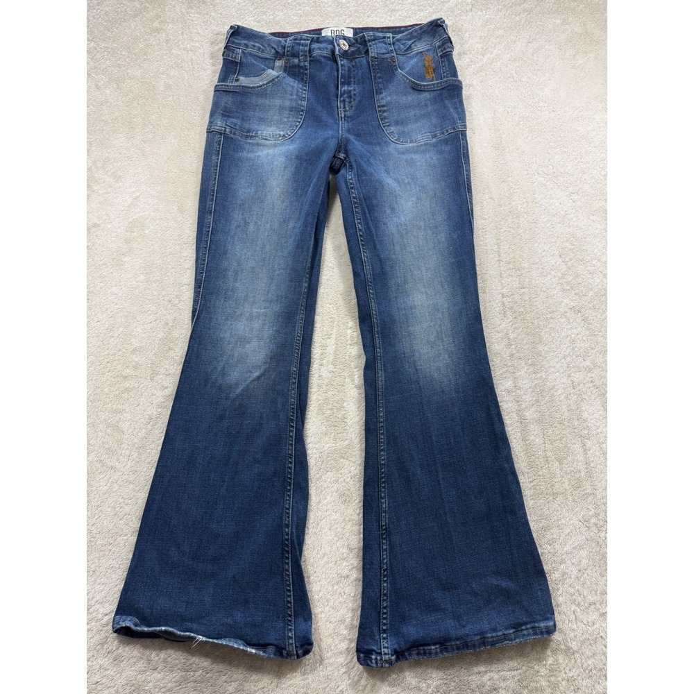 BDG Women Flare Low Rise Y2K Pocket Blue Denim Jeans 30W 32L Meas: 30x31